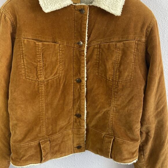 O’Neill Women Golden Caramel Sherpa Lined Corduroy Cropped Style Jacket Size L - Picture 5 of 10